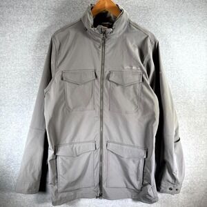 Eddie Bauer Travex Field‎ Jacket Mens Medium Tall Gray  Hooded Full Zip Utility